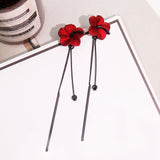Retro green flowers Tassel earrings temperament long pendant ear pendant style lady ear nail daiiibabyyy
