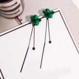 Retro green flowers Tassel earrings temperament long pendant ear pendant style lady ear nail daiiibabyyy