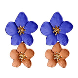 New Design Fashion Jewelry Big Double Flower Mixed Color Earrings For Women Summer Style Party Wedding Exaggerated Earrings daiiibabyyy