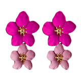 New Design Fashion Jewelry Big Double Flower Mixed Color Earrings For Women Summer Style Party Wedding Exaggerated Earrings daiiibabyyy