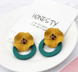 New Design Fashion Jewelry Big Double Flower Mixed Color Earrings For Women Summer Style Party Wedding Exaggerated Earrings daiiibabyyy