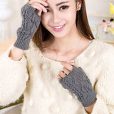 La MaxPa Women Gloves Stylish Hand Warmer Winter Gloves Women Arm Crochet Knitting Faux Wool Mitten Warm Fingerless Gloves k2144 daiiibabyyy