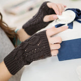 La MaxPa Women Gloves Stylish Hand Warmer Winter Gloves Women Arm Crochet Knitting Faux Wool Mitten Warm Fingerless Gloves k2144 daiiibabyyy