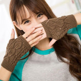 La MaxPa Women Gloves Stylish Hand Warmer Winter Gloves Women Arm Crochet Knitting Faux Wool Mitten Warm Fingerless Gloves k2144 daiiibabyyy