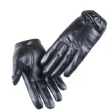 Driving Hot Men's Luxurious PU Leather Winter Autumn Driving Keep Warm Gloves Cashmere Tactical gloves Black Outdoor Sports daiiibabyyy