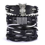 Men Bracelets Vintage Multilayer Leather Braid Bracelets Bangles Star Leaf Owl Handmade Rope Wrap Bracelets Male Gift Jewlery daiiibabyyy