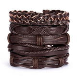 Men Bracelets Vintage Multilayer Leather Braid Bracelets Bangles Star Leaf Owl Handmade Rope Wrap Bracelets Male Gift Jewlery daiiibabyyy