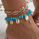 Tocona 3pcs/sets Bohemian Shell Stone Anklets for Women Beach Wtar Drop Crystal Feet Leg Chain Summer Jewelry Accessories 7073 daiiibabyyy