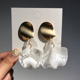Flatfoosie Flower Long Dangle Drop Earrings for Women Wedding Bridal Party White Red Big Petal Korean Earrings Statement Jewelry daiiibabyyy