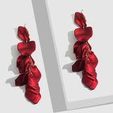 Flatfoosie Flower Long Dangle Drop Earrings for Women Wedding Bridal Party White Red Big Petal Korean Earrings Statement Jewelry daiiibabyyy