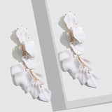 Flatfoosie Flower Long Dangle Drop Earrings for Women Wedding Bridal Party White Red Big Petal Korean Earrings Statement Jewelry daiiibabyyy