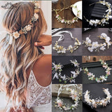 Bride Wedding Hair Accessories Gorgeous Flower Headbands Braided Hair Vine Pearl Headpiece Hair Ornament For Women Girls daiiibabyyy