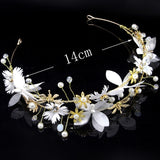 Bride Wedding Hair Accessories Gorgeous Flower Headbands Braided Hair Vine Pearl Headpiece Hair Ornament For Women Girls daiiibabyyy