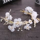 Bride Wedding Hair Accessories Gorgeous Flower Headbands Braided Hair Vine Pearl Headpiece Hair Ornament For Women Girls daiiibabyyy