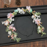 Bride Wedding Hair Accessories Gorgeous Flower Headbands Braided Hair Vine Pearl Headpiece Hair Ornament For Women Girls daiiibabyyy