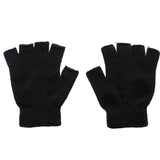 New Men Black Knitted Fingerless Gloves Autumn Winter Outdoor Stretch Elastic Warm Half Finger Cycling Gloves daiiibabyyy