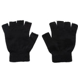 New Men Black Knitted Fingerless Gloves Autumn Winter Outdoor Stretch Elastic Warm Half Finger Cycling Gloves daiiibabyyy