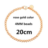 Beautiful fashion Elegant Gold color silver color 4MM beads chain women Letter cute Bracelet high quality Gorgeous jewelry H198 daiiibabyyy