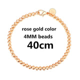 Beautiful fashion Elegant Gold color silver color 4MM beads chain women Letter cute Bracelet high quality Gorgeous jewelry H198 daiiibabyyy