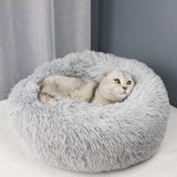 Round Cat bed Long Plush Pet Dog Bed For Dogs Super Soft Cat Winter Warm Sleeping Bag Puppy Kennel Dog Cushion Mats Lounger Sofa daiiibabyyy