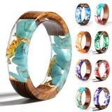 Wood Resin Ring Transparent Epoxy Resin Ring Fashion Handmade Dried Flower Wedding Jewelry Love Ring for Women New Design daiiibabyyy