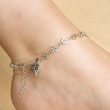 Hot Fashion Retro Jewelry Ancient Silver Hollow Plum Flower Anklets,heart-shaped Anklets For Women Sandalias Mujertrendy Summer