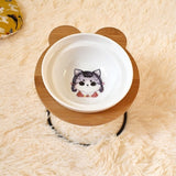 New High-end Pet Bowl Bamboo Shelf Ceramic Feeding and Drinking Bowls for Dogs and Cats Pet Feeder Accessories daiiibabyyy