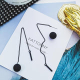 Dominated new  long tassels black joker contracted metal ball Drop earrings Women temperament Jewelry daiiibabyyy