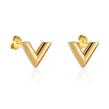 New Arrivals Exquisite Stereoscopic V Pattern Stud Earrings  For Women Man Top Quality Titanium Steel Earrings Piercing Jewelry daiiibabyyy