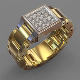 Huitan Party Men Rings Creative Watch Shaped Two Tone Design Rings For Men Wedding Ring With Size 6-14 Male Jewelry daiiibabyyy
