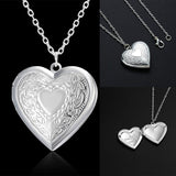 Unique Carved Design Heart-shaped Photo Frame Pendant Necklace Charm Openable Locket Necklaces Women Men Memorial Jewelry daiiibabyyy