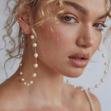 New Boho White Imitation Pearl Round Circle Hoop Earrings Women Gold Color Big Earings Korean Jewelry Brincos Statement Earrings daiiibabyyy