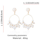 New Boho White Imitation Pearl Round Circle Hoop Earrings Women Gold Color Big Earings Korean Jewelry Brincos Statement Earrings daiiibabyyy