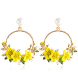 New Boho White Imitation Pearl Round Circle Hoop Earrings Women Gold Color Big Earings Korean Jewelry Brincos Statement Earrings daiiibabyyy