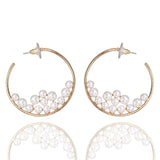 New Boho White Imitation Pearl Round Circle Hoop Earrings Women Gold Color Big Earings Korean Jewelry Brincos Statement Earrings daiiibabyyy