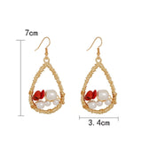New Boho White Imitation Pearl Round Circle Hoop Earrings Women Gold Color Big Earings Korean Jewelry Brincos Statement Earrings daiiibabyyy