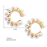 New Boho White Imitation Pearl Round Circle Hoop Earrings Women Gold Color Big Earings Korean Jewelry Brincos Statement Earrings daiiibabyyy