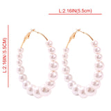 New Boho White Imitation Pearl Round Circle Hoop Earrings Women Gold Color Big Earings Korean Jewelry Brincos Statement Earrings daiiibabyyy