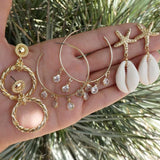 Tocona Elegant Gold Beach Shell Starfish Love Heart Pearl Dangle Earrings for Women Ethnic Jewelry Boho Drop Earring Set daiiibabyyy