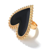 AENSOA Bohemian Heart Gold Clor Rings For Women BOHO Love Heart Round Enamel Ring  Female Finger Statement Fashion Jewelry daiiibabyyy