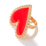 AENSOA Bohemian Heart Gold Clor Rings For Women BOHO Love Heart Round Enamel Ring  Female Finger Statement Fashion Jewelry daiiibabyyy