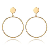 Simple fashion gold color Silver plated geometric big round Clip earrings for women fashion big hollow Ear clip jewelry daiiibabyyy