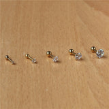 316l Stainless Steel Screw-back Zircon Stud Earrings 2mm to 8mm Classical Style Golden IP Plating No easy Fade Allergy Free daiiibabyyy