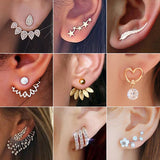 New Crystal Flower Drop Earrings for Women Fashion Jewelry Gold colour Rhinestones Earrings Gift for Party Best Friend daiiibabyyy