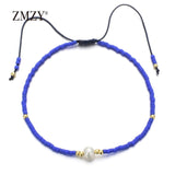 ZMZY Thin Natural Pearl Bracelet Miyuki Beads Handmade Black Glass Stone Bracelets For Women Boho Adjustable Rope Lady Jewelry daiiibabyyy