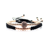 Gold Couple Bracelet Set Beads Men Bileklik Jewelry Adjustable Bracelets For Women Pulseira Masculina CZ Ball Armband Bangles daiiibabyyy