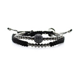 Gold Couple Bracelet Set Beads Men Bileklik Jewelry Adjustable Bracelets For Women Pulseira Masculina CZ Ball Armband Bangles daiiibabyyy