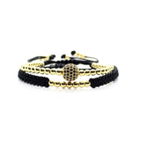 Gold Couple Bracelet Set Beads Men Bileklik Jewelry Adjustable Bracelets For Women Pulseira Masculina CZ Ball Armband Bangles daiiibabyyy