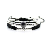 Gold Couple Bracelet Set Beads Men Bileklik Jewelry Adjustable Bracelets For Women Pulseira Masculina CZ Ball Armband Bangles daiiibabyyy