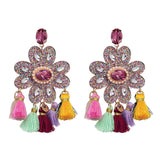 FASHIONSNOOPS Boho Statement Jewelry Long Tassel Big Earring Dangle Drop Crystal Earring For Women Oorbellen daiiibabyyy